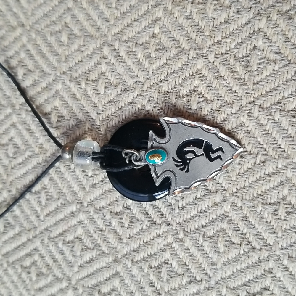 Kokopelli necklace. Diamond cut pendant unisex
